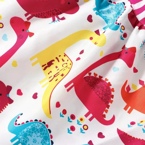 Vista 4 de Falda de verano para niñas pequeñas, con estampado de dinosaurio, sin mangas, correa sin espalda, vestido de 1 a 6 años