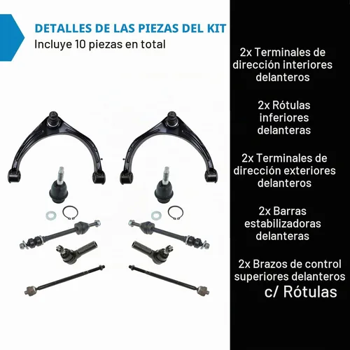 Vista 3 de TRQ Kit de dirección delantera y suspensión brazo de control de rótula con barra estabilizadora de rótula estabilizadora, barra de acoplamiento