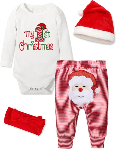 Vista 11 de Conjunto de 4 piezas de traje de Navidad para bebé, niña, niño, Año Nuevo, 4 piezas Negro 2