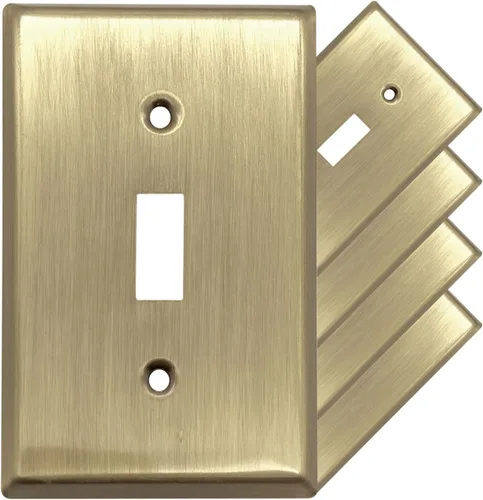 Vista 57 de Rio Salto BRASS Signature Collection MIDSIZE - Placa de pared de metal dorado para interruptor de luz o cubierta de tomacorriente, placa de pared