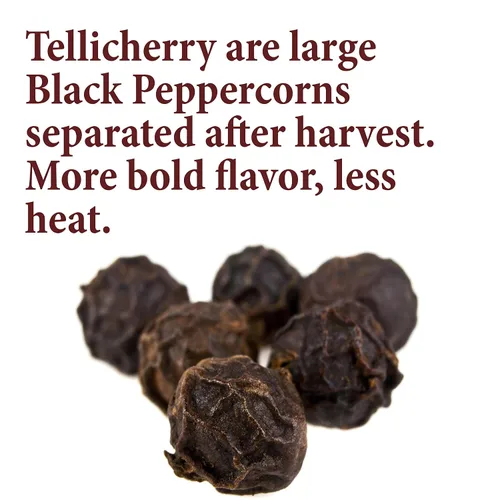 Vista 2 de The Spice Way Whole Tellicherry Black Peppercorns, Recambio de molinillo de 4 onzas a granel Whole Tellicherry peppercorns for fresh grinding