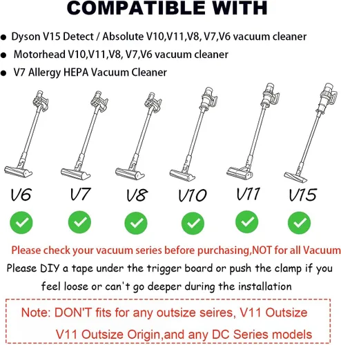 Vista 2 de REEYEAR Abrazadera de control de encendido y apagado compatible con Dyson Absolute/Motorhead V6 V8 V7 V10 V11 V15 Series Aspiradora, Dyson Trigger 1