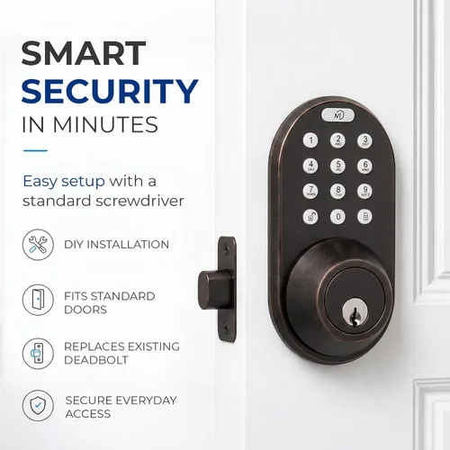 Vista 3 de Cerradura de Puerta con Teclado de Entrada sin Llave - Cerrojo Electrónico Digital Inteligente Mejorado con Código para Puertas Principales