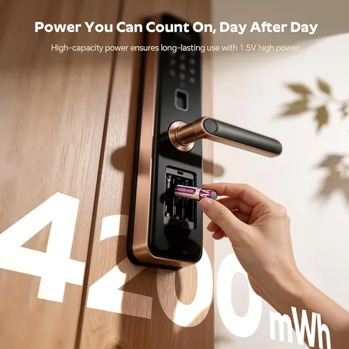 Vista 7 de imuto Paquete de 4 baterías de litio AA recargables de 4200 mWh, alta potencia de 1.5 V, hasta más de 2500 ciclos, tecnología de sellado CBPI