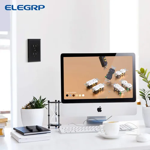 Vista 7 de ELEGRP Receptáculo dúplex resistente a manipulaciones, toma de pared dúplex eléctrica estándar de 15 A 125 V, 2 polos y 3 cables, 5-15R