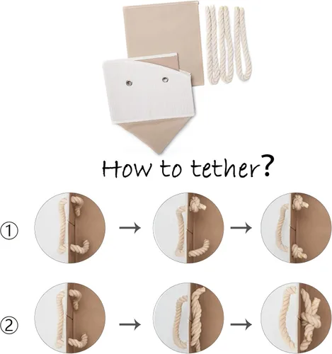 Vista 4 de Geyecete - Cajas grandes plegables de tela para almacenamiento de juguetes de perro, organizadores trapezoidales con asa de cuerda trenzada, cestas