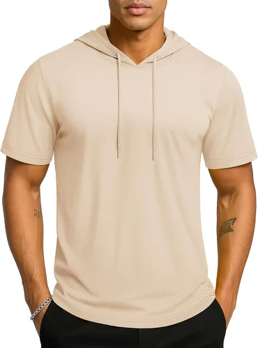 Vista 11 de TACVASEN Short Sleeve Hoodies for Men Cotton Hoodies Summer Sweatshirt Lightweight Breathable Workout Shirts Pullover Verde militar
