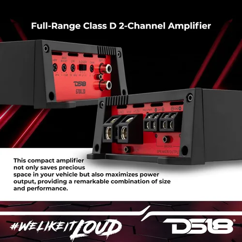 Vista 3 de DS18 G700.2D Amplificador de 2 canales Clase D de rango completo 700 vatios Potencia máxima 2 ohmios estable, puente a 4 ohmios - Entradas de nivel