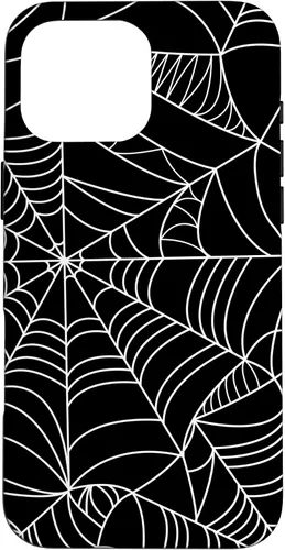 Vista 19 de iPhone 16 Spider Web Halloween Pattern Spooky on Black Case