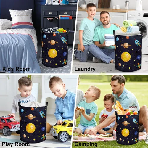 Vista 7 de Clastyle Space Planets - Cesta de almacenamiento plegable para niños, 45L