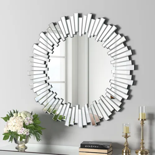 Vista 10 de KOHROS Espejos redondos decorativos de pared, espejo moderno irregular para sala de estar, dormitorio, entrada, 31.5 pulgadas