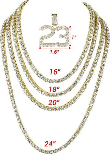 Vista 2 de Iced Out Cross, Bull, bolsa de dinero, 23 y más colgantes en cadena de tenis para hombres o mujeres Bling'ed Out Hip Hop Jewelry on Blast! Oro