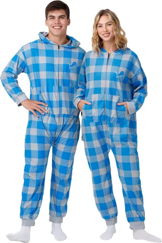Vista 60 de FOCO Unisex NFL Team Logo Pajamas One Piece Onesie Patrón feo navideño