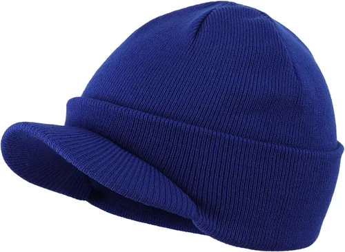 Vista 48 de Home Prefer - Gorro de invierno para hombre con visera, cálida y doble punto.