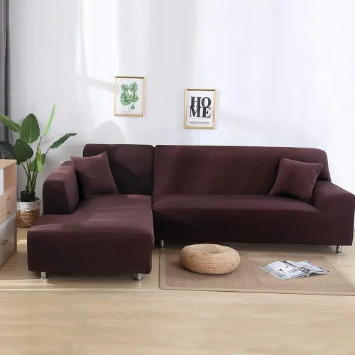 Vista 4 de ele ELEOPTION - 2 piezas de fundas de sofá seccional de 3 plazas para sofás con cojines, funda elástica en forma de L para sala de estar, funda