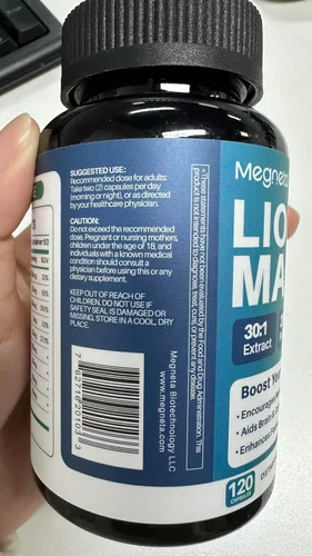Vista 3 de Extracto de melena de león con pimienta negra, suplemento de hongos para suplemento cerebral, 120 cápsulas