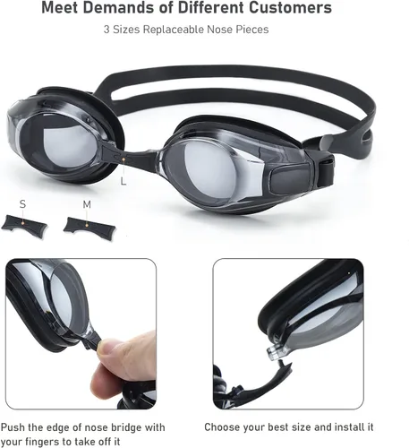 Vista 3 de AUTOR Gafas de natación de visión corta, gafas de natación, gafas de natación de corta visión para hombres, mujeres, adultos y jóvenes