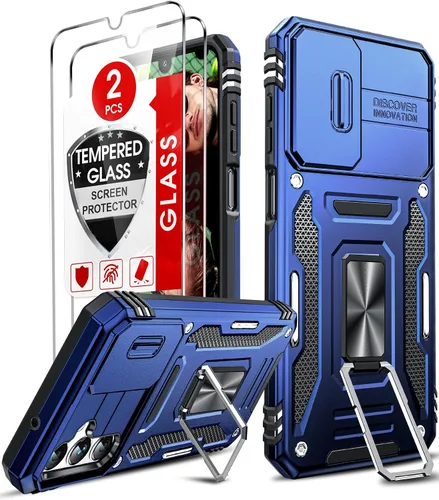 Vista 11 de LeYi Funda compatible para Samsung Galaxy A14-5G teléfono: Funda para Galaxy A14 con [2 unidades] Protectores de pantalla de vidrio templado