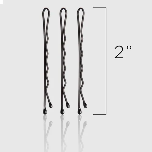 Vista 3 de Fromm Horquillas de pelo negro mate de 2 pulgadas, prensadas antideslizantes con fuerte sujeción y puntas de bola, estilo seguro durante todo el día