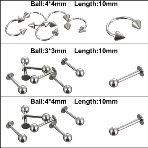 Vista 4 de 156085 piezas de piercings corporales, decoración de joyería, unisex, lengua, nariz, uñas, ombligo, juego de anillos de regalo