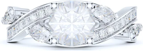 Vista 2 de Sterling Silver Fancy Intersecting Infinity 1CT Simulated Round Brilliant Cut Diamond or Genuine Moissanite Small Marquise Promise Engagement Ring