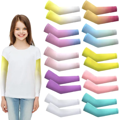 Vista 9 de Xuhal 10 Pairs Arm Sleeves for Kids Baseball UV Sun Protection Cooling Arm Sleeves Boys Football Basketball