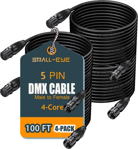 Vista 16 de SMALL-EYE Cable DMX de 5 pines, paquete de 2 unidades de 3 pies, cable de iluminación de escenario macho a hembra de 4 núcleos para controlador