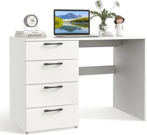 Vista 13 de GIANTEX - Escritorio para computadora con 2 cajones, escritorio de madera para oficina en casa de 43 pulgadas con estación de carga, escritorio