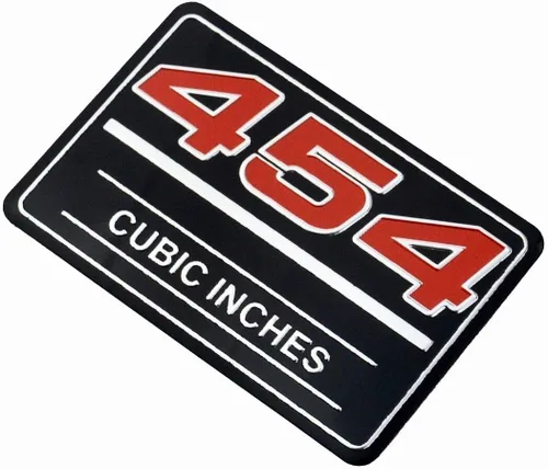 Vista 3 de 2 emblemas de 454 pulgadas cúbicas 3D cubierta de válvula de metal Insertar calcomanía Tonawanda 12393652 Negro Rojo