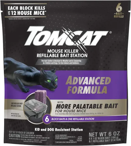 Vista 15 de Tomcat Mouse Killer - Estación de cebo desechable: Fórmula avanzada, resistente a niños y perros, uso en interiores y exteriores, precargada, 1 oz.
