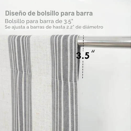 Vista 5 de DriftAway Chris Cortinas Opacas de Lino de Doble Capa con Alzapaños, Aislamiento Térmico, Completamente Forradas, con Rayas Verticales, Persiana