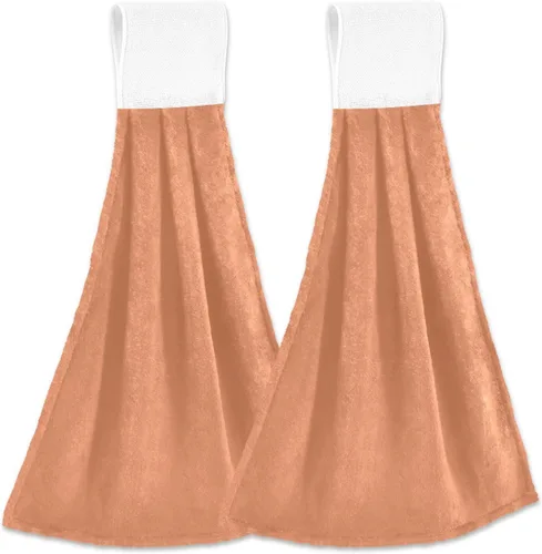 Vista 8 de Juego de 2 toallas de mano amarillas y naranjas, suaves, absorbentes, decorativas, para baño, secado rápido, barra de té, toalla colgante para baño