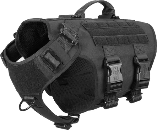 Vista 19 de ICEFANG GN3 Arnés táctico para perro con hebilla 6X, chaleco Molle para perro con asa, cobertura corporal 3/4, panel de gancho y bucle para parche