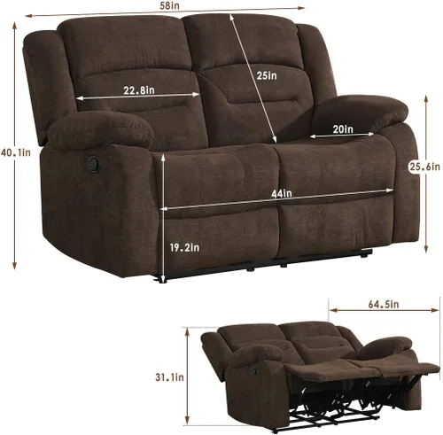 Vista 3 de FDW Juego de sofá reclinable seccional para sala de estar, asiento de cine en casa, sofá reclinable, movimiento reclinable manual para muebles