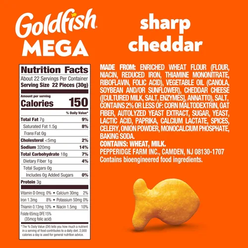 Vista 56 de Goldfish Galletas de queso cheddar, horneadas con grano entero, caja de 27.3 onzas