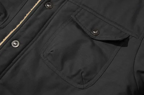 Vista 5 de CRYSULLY Chaqueta tipo cargo de invierno para hombre, con cuello de piel, forro polar, abrigo militar de algodón cálido