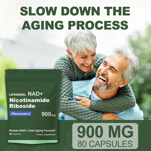 Vista 7 de Suplemento de resveratrol NAD con NAD nicotinamida ribósido resveratrol 900 mg, Boost NAD+ para la salud celular, antienvejecimiento, energía