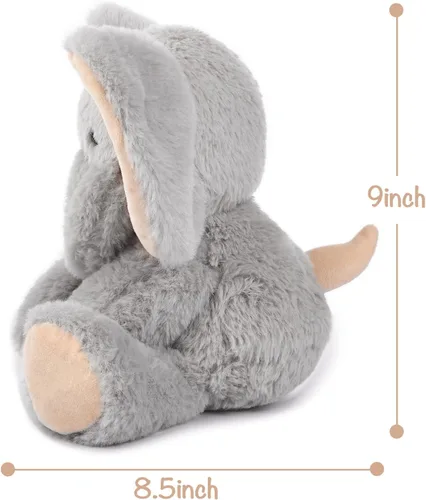 Vista 3 de TCBunny Peluche de elefante bebé para dormir, 11 pulgadas, niños, Aichie (gris)
