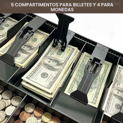 Vista 5 de Bandeja de caja registradora de 5 billetes y 4 compartimentos para monedas