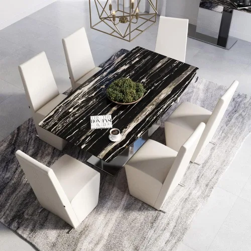Vista 4 de Zuri Muebles Boston Silla de comedor moderna con respaldo alto, color crema