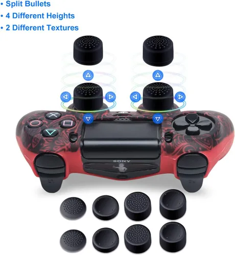 Vista 3 de Fundas de silicona para controlador compatibles con el controlador de PS4, paquete de 2 fundas protectoras antideslizantes para controladores, con 4
