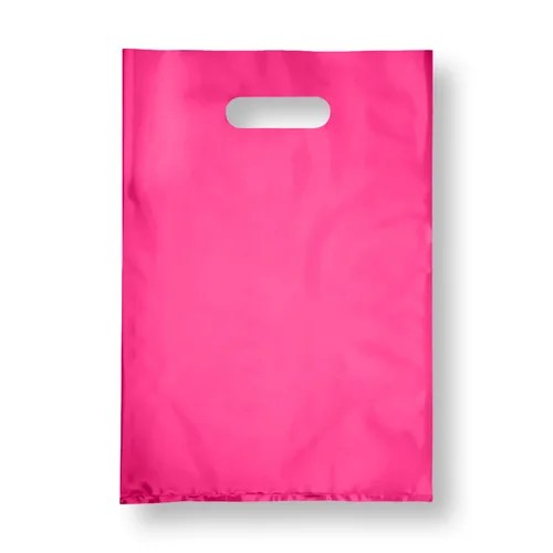 Vista 8 de Infinite Pack Bolsa de plástico con asa troquelada de 9 x 12 pulgadas, bolsas de plástico negro para mercancía, paquete de 100 unidades para venta