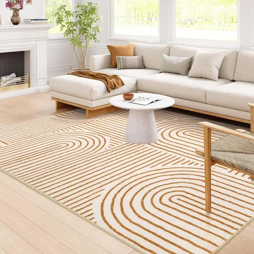 Vista 11 de Lahome Alfombras lavables abstractas, alfombra azul de 4 x 6 pies para dormitorio, guardería, suave, antideslizante, moderna, alfombra ultradelgada