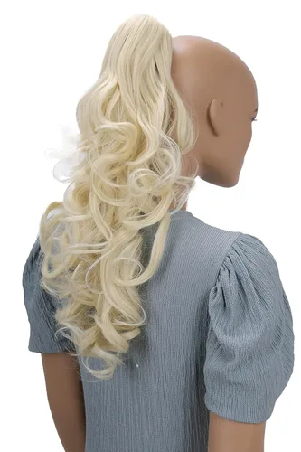 Vista 14 de Prettyshop - Extensión de cola de caballo de 24 pulgadas con clip, larga, voluminosa, ondulada, resistente al calor, color negro H63