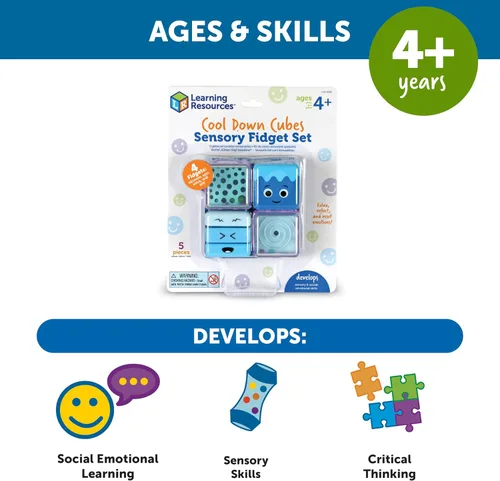 Vista 5 de Learning Resources Cool Down Cubes Juego Sensorial de Juguetes de Jugar - Actividades de Rincón Tranquilo para Niños, Habilidades de Regulación
