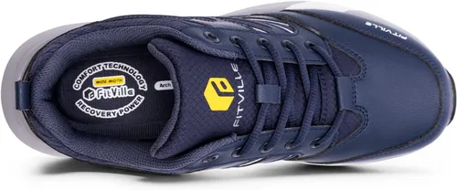 Vista 4 de FitVille Zapatos de senderismo anchos para hombre, repelentes al agua, para exteriores, zapatos de trabajo con soporte de arco, núcleo resistente