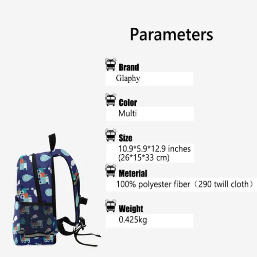 Vista 2 de Glaphy Mochila retro azul para tren de vapor para niños, niños y niñas, mochila infantil para guardería, viajes, escuela, mochila preescolar
