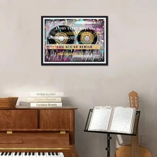 Vista 2 de Novatique Arte de Pared de Cinta de Casete Decoración de Sala de Música Póster Impreso Life Has No Rewind Casete Lienzo Arte de Pared Pósters