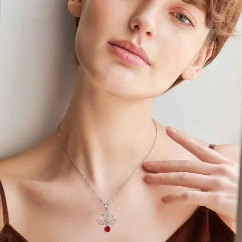 Vista 4 de TANGPOET Chakra Necklace Sterling Silver Lotus Pendant Necklace Healing Crystal Dragonfly Jewelry Birthday Christmas Gifts for Women Mom Daughter