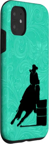 Vista 3 de iPhone 11 Barril Carreras Caballo En Turquesa Floral Estuche De Herramientas